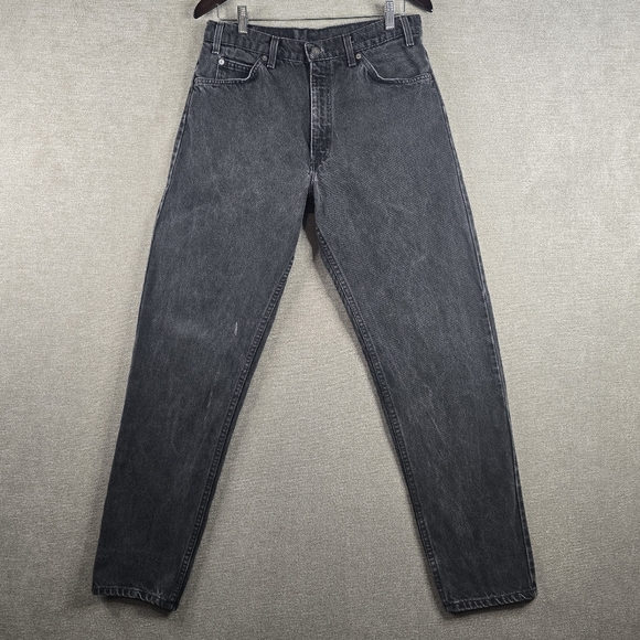 VTG 1994 LEVIS 550 ORANGE TAB JEANS 33X32 Jeans Black Wash USA Relax Taper (G48) - Picture 1 of 15